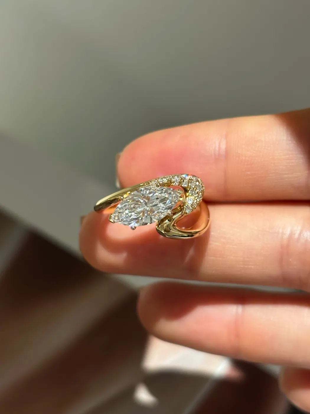 Кольцо «Груша» с открытой шинкой, 3 ct — фото 4