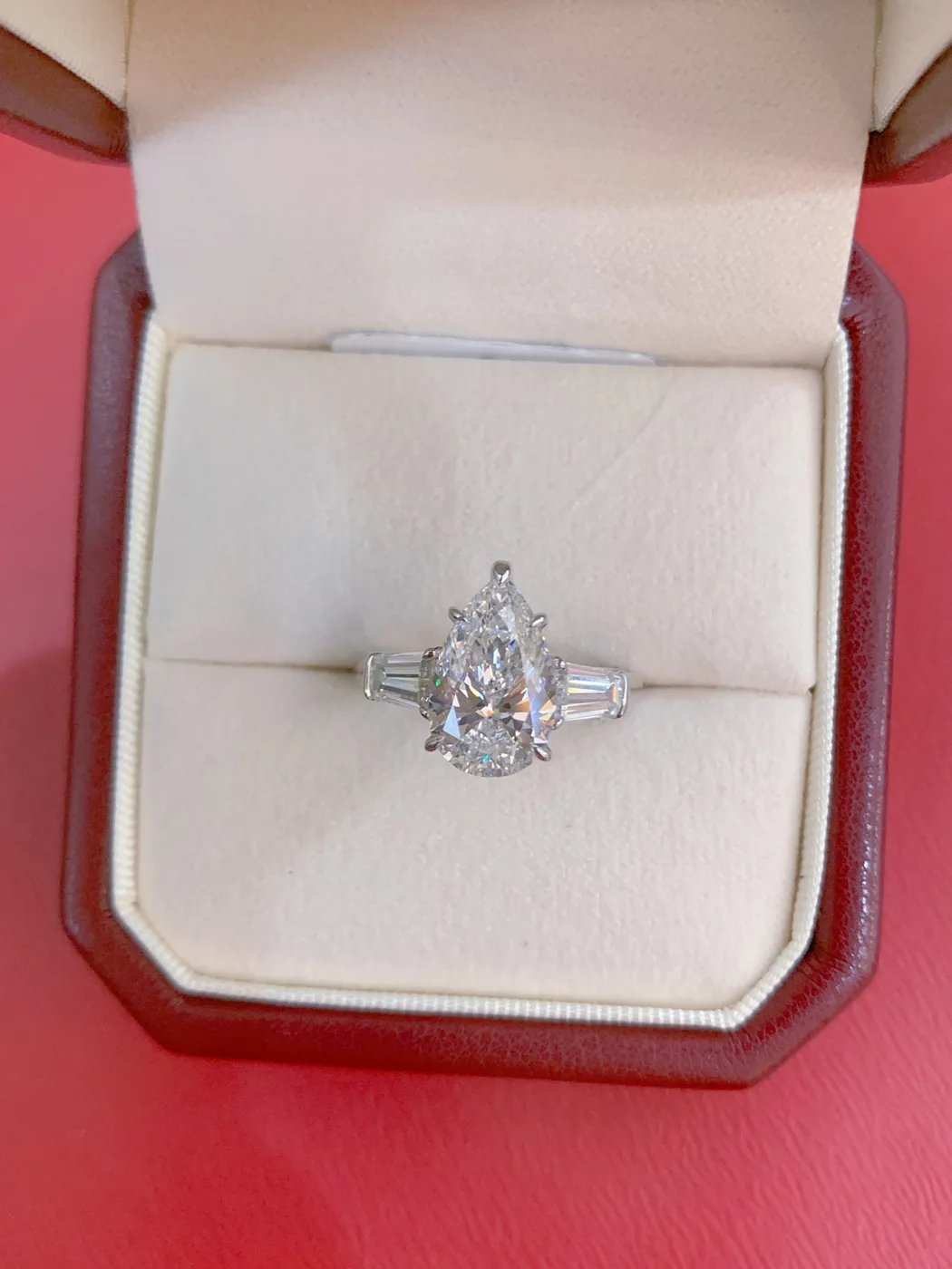 Кольцо «Груша» с тремя камнями, 3,01 ct — фото 4