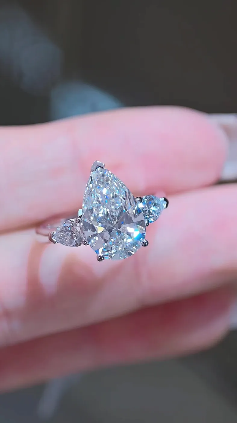 Кольцо «Груша» с тремя камнями, 3,72 ct — фото 4