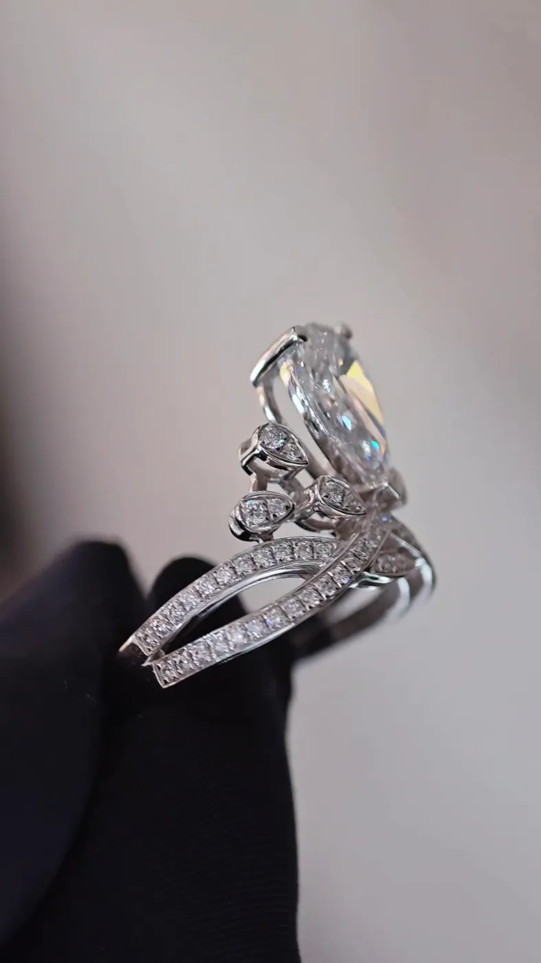 Кольцо «Корона» с бриллиантом «Груша», 1,07 ct — фото 6