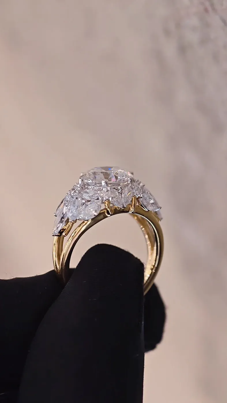 Кольцо «Крылья» с бриллиантом «Круг», 3,04 ct — фото 5