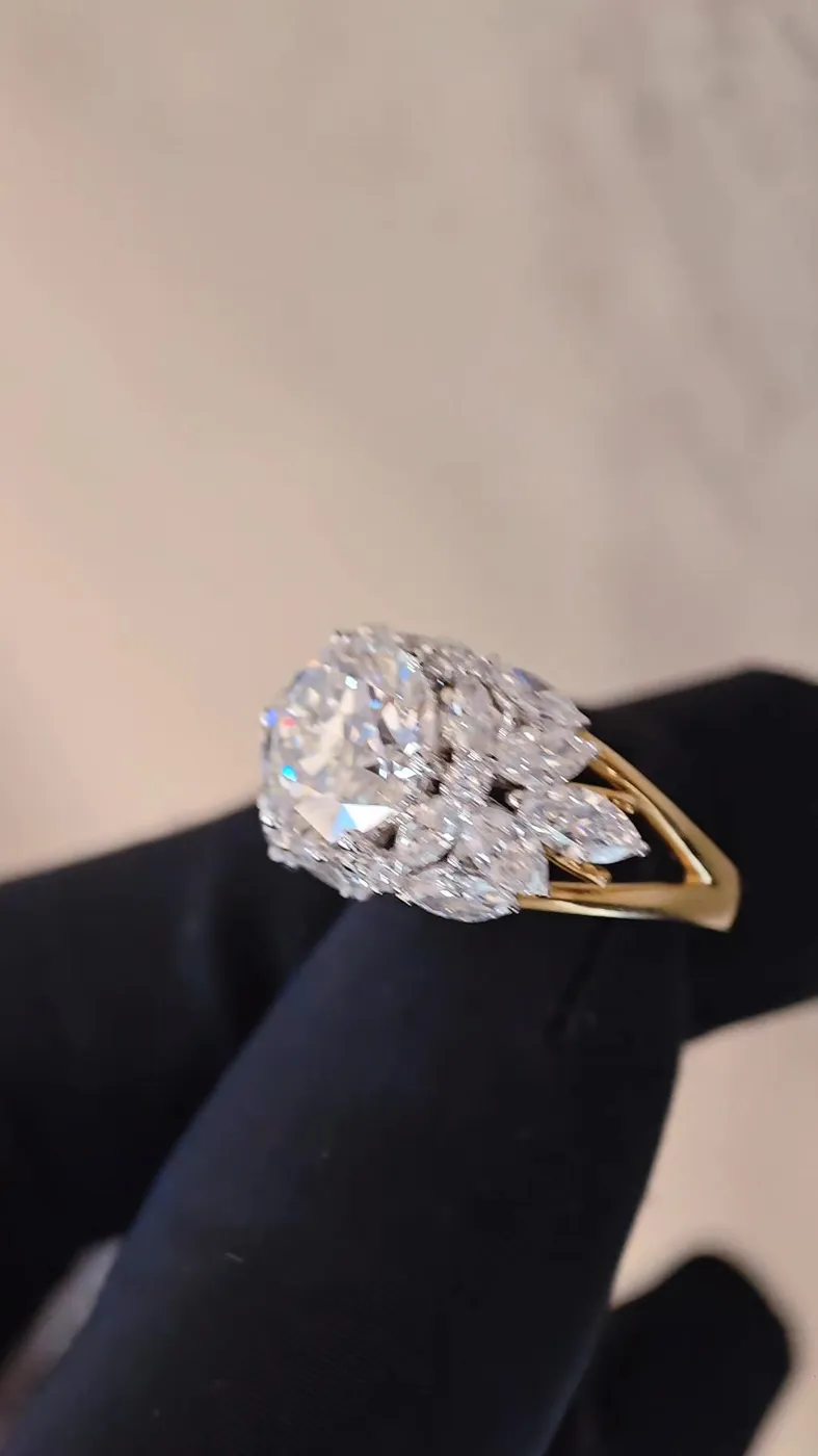 Кольцо «Крылья» с бриллиантом «Круг», 3,04 ct — фото 6