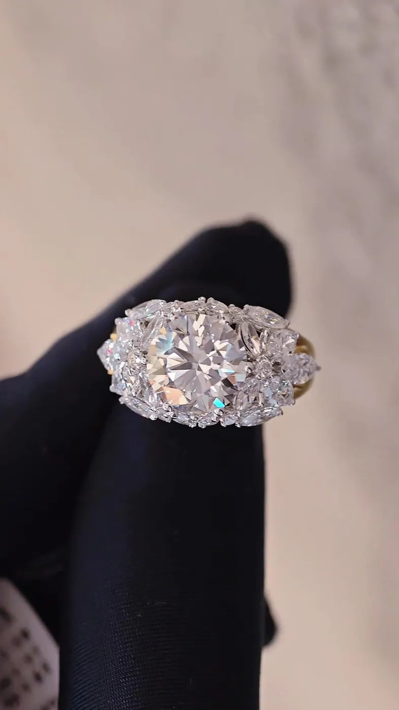 Кольцо «Крылья» с бриллиантом «Круг», 3,04 ct — фото 7