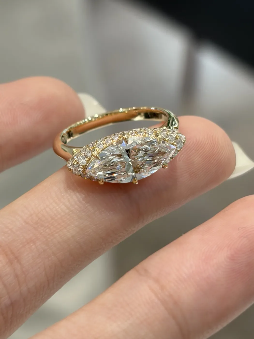 Кольцо «Маркиз» в ореоле, 2 ct — фото 2