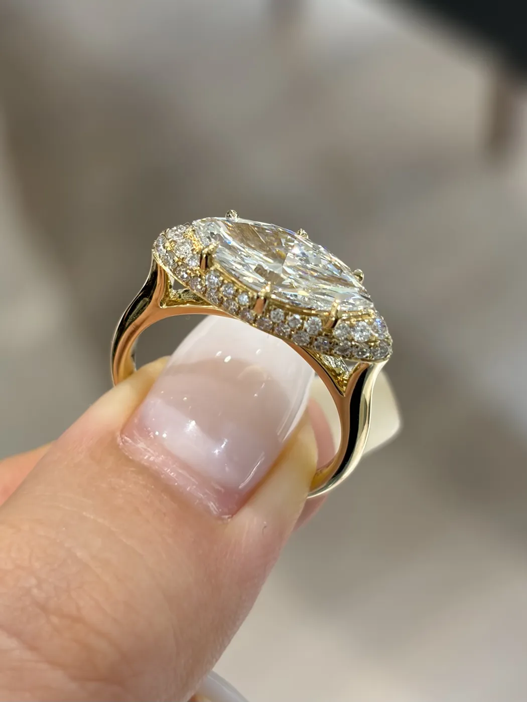 Кольцо «Маркиз» в ореоле, 2 ct — фото 3