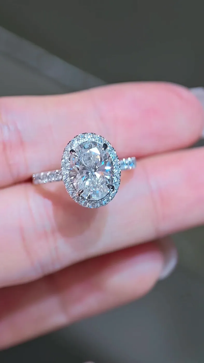 Кольцо «Овал» в ореоле, 3,05 ct — фото 2