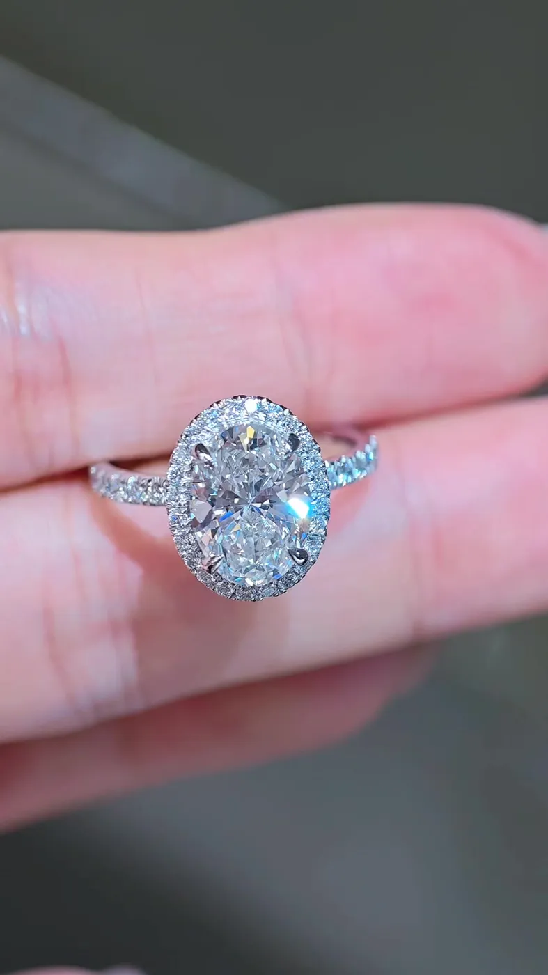 Кольцо «Овал» в ореоле, 3,05 ct — фото 3