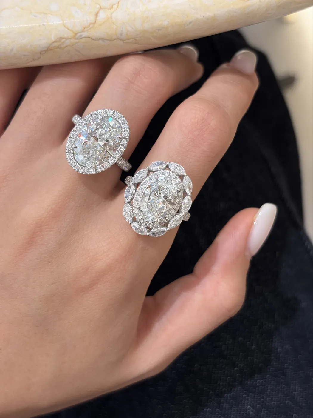 Кольцо «Овал» в ореоле из маркизов, 3 ct — фото 4