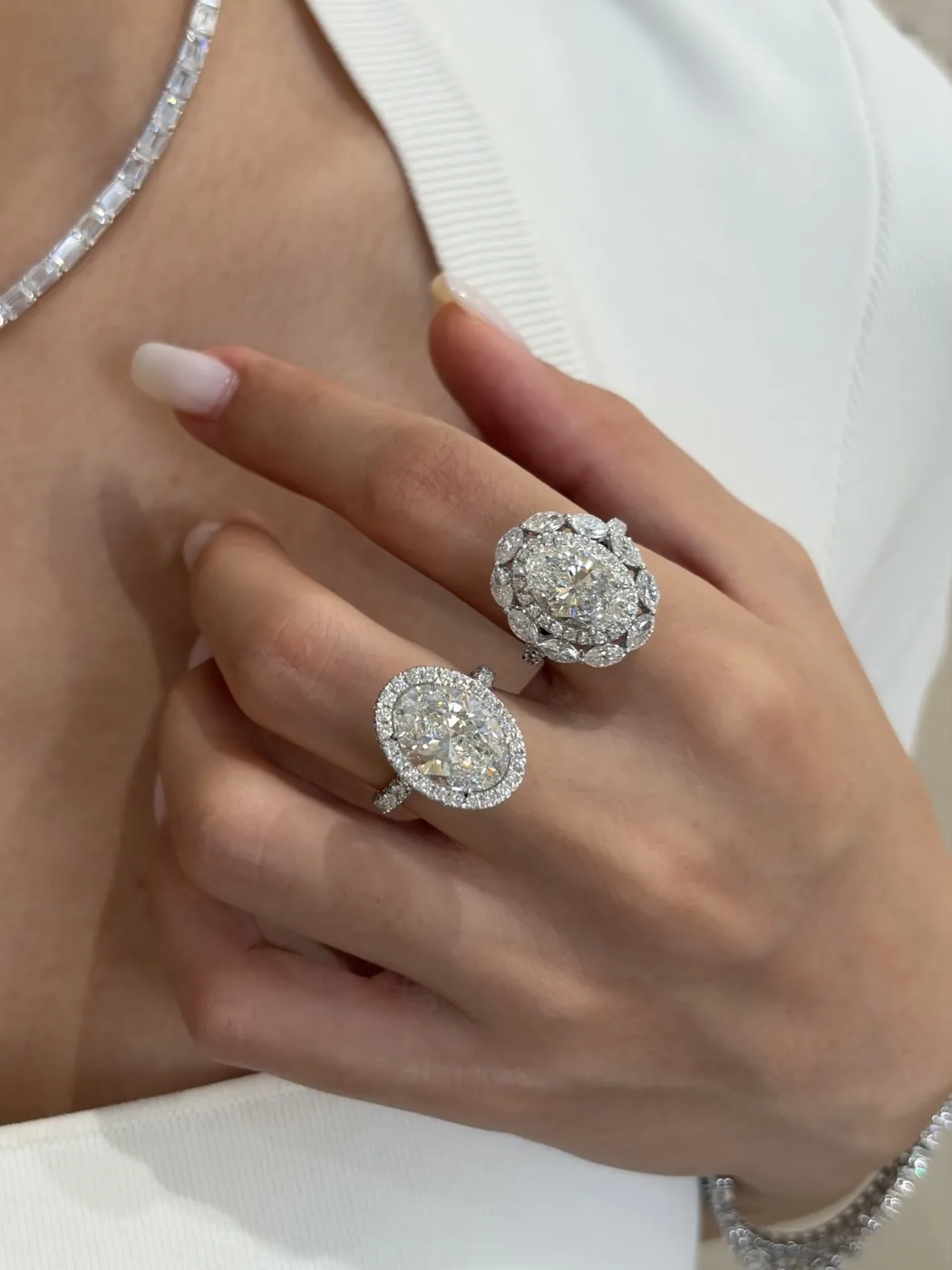 Кольцо «Овал» в ореоле из маркизов, 3 ct — фото 6