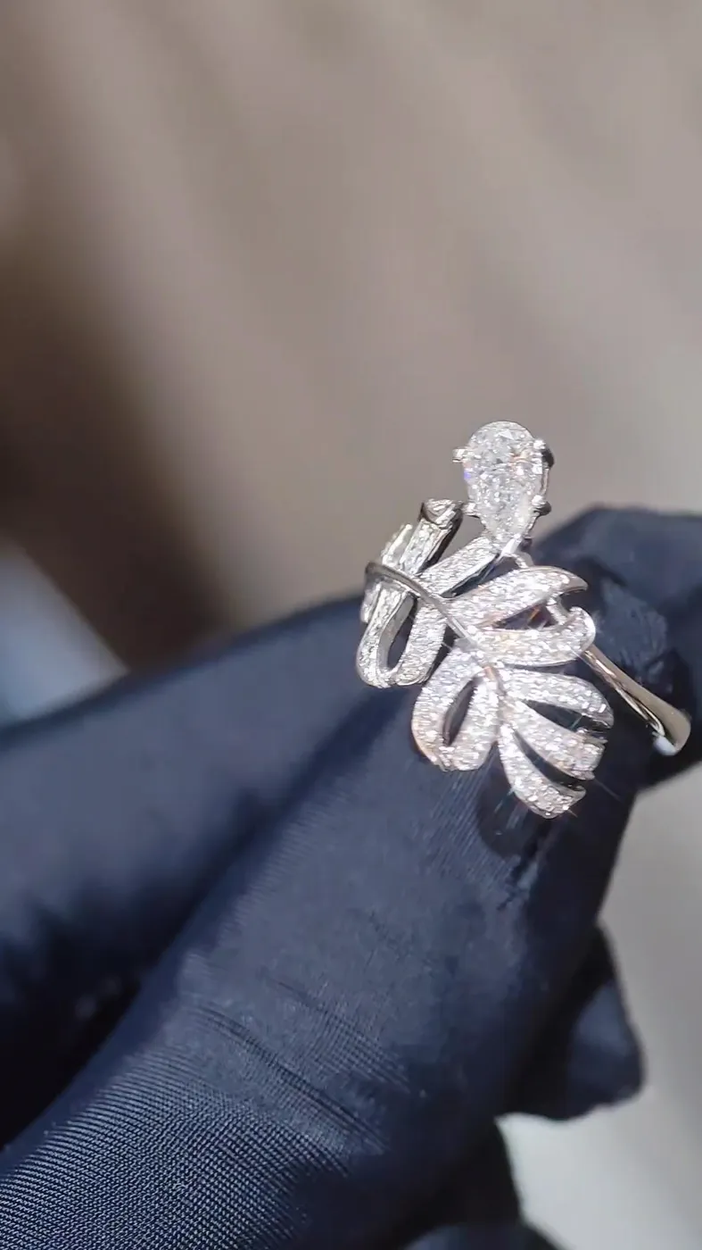 Кольцо «Перо» с бриллиантом «Груша», 0,51 ct — фото 6
