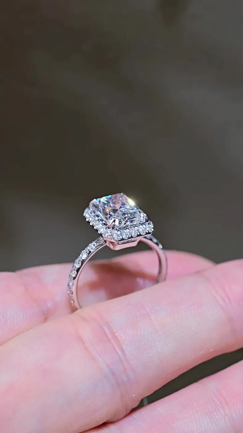 Кольцо «Радиант» в ореоле, 3,06 ct — фото 2