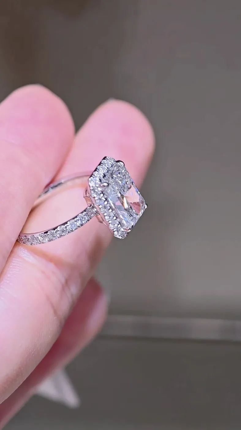 Кольцо «Радиант» в ореоле, 3,06 ct — фото 3