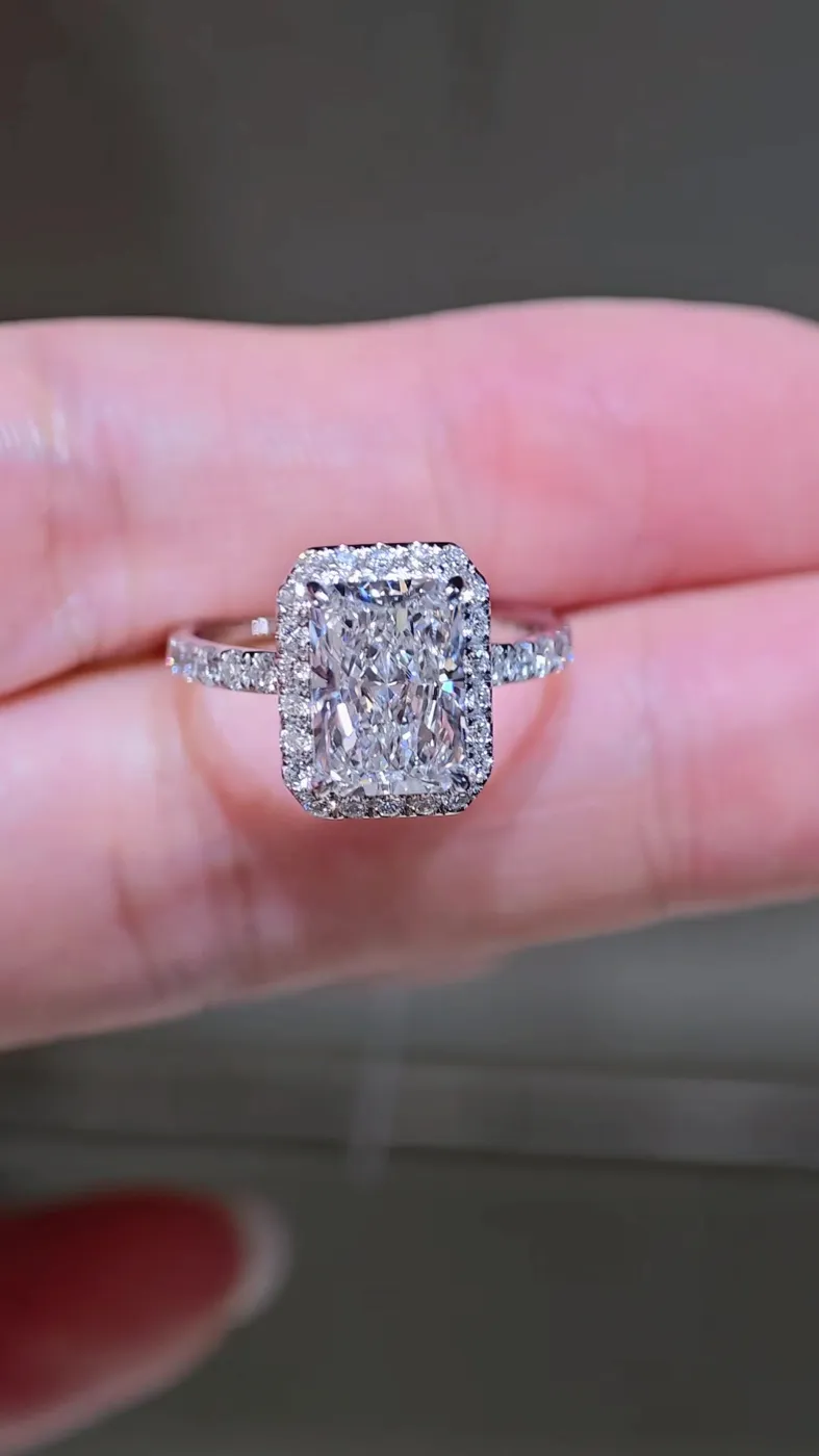 Кольцо «Радиант» в ореоле, 3,06 ct — фото 4