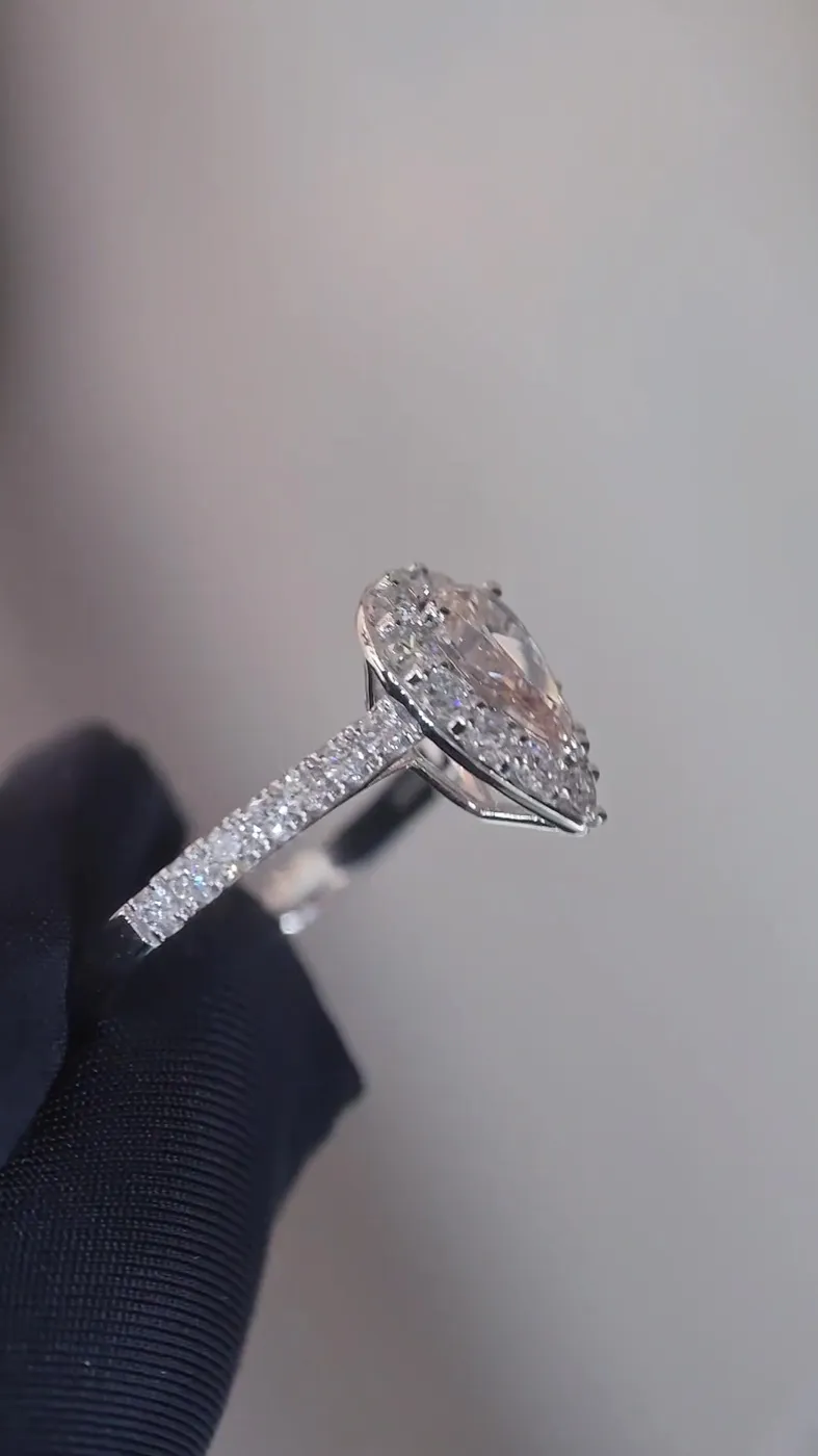 Кольцо с розовым бриллиантом «Груша», 0,58 ct — фото 5