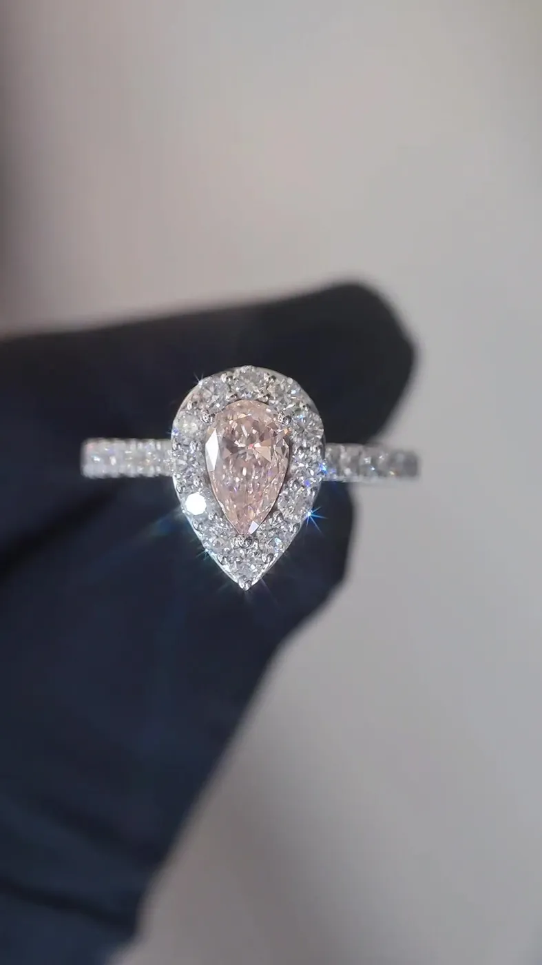 Кольцо с розовым бриллиантом «Груша», 0,58 ct — фото 7