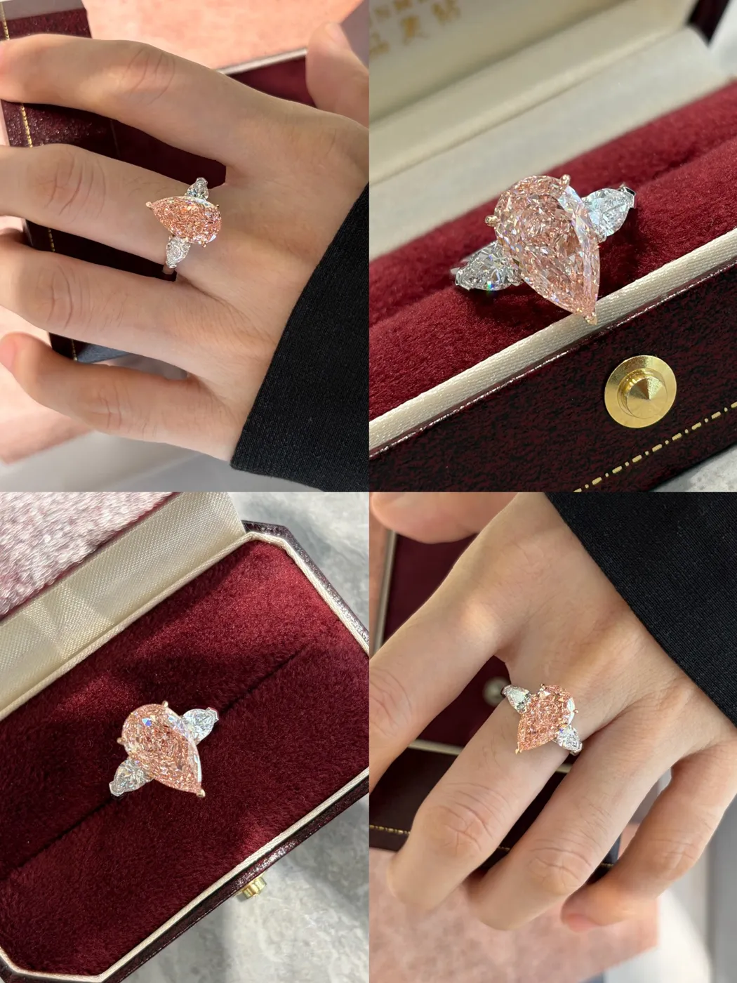 Кольцо с розовым бриллиантом «Груша», 4 ct — фото 2