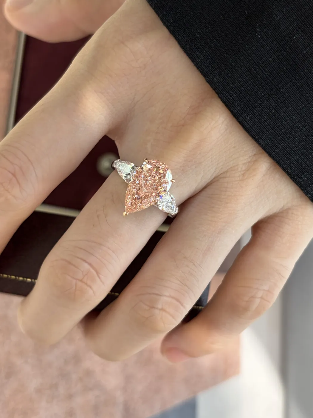 Кольцо с розовым бриллиантом «Груша», 4 ct — фото 3
