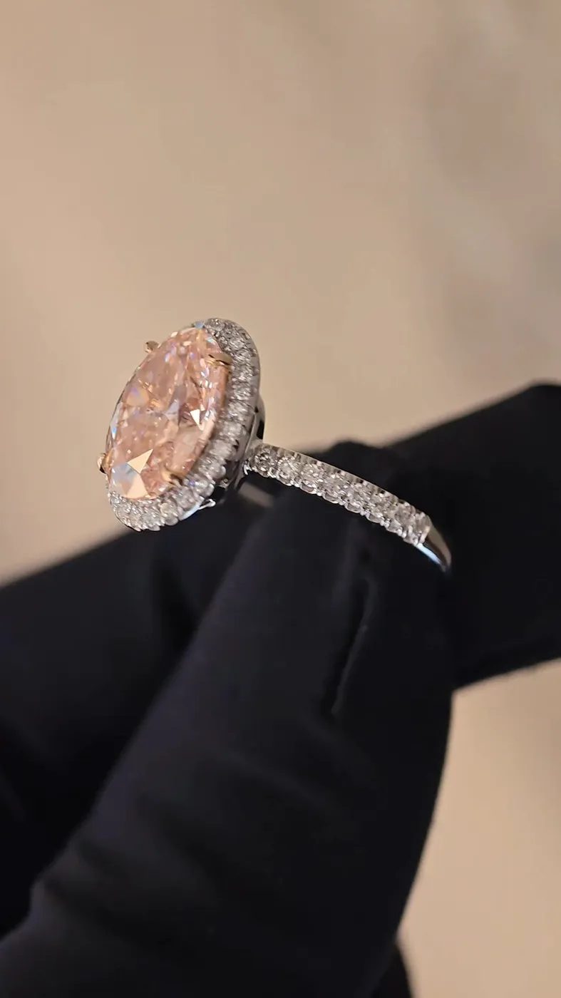 Кольцо с розовым бриллиантом «Овал», 3,01 ct — фото 6