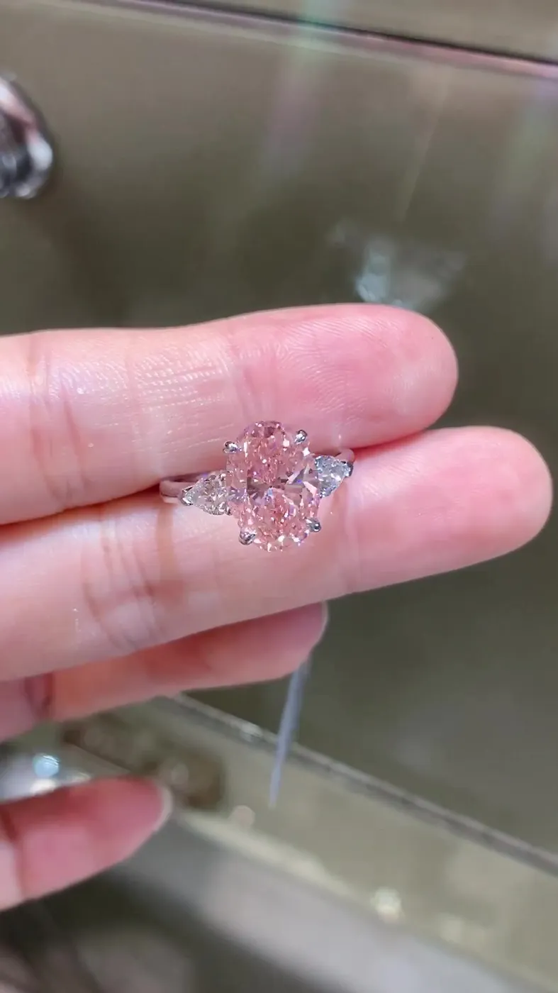 Кольцо с розовым бриллиантом «Овал», 3,5 ct — фото 2