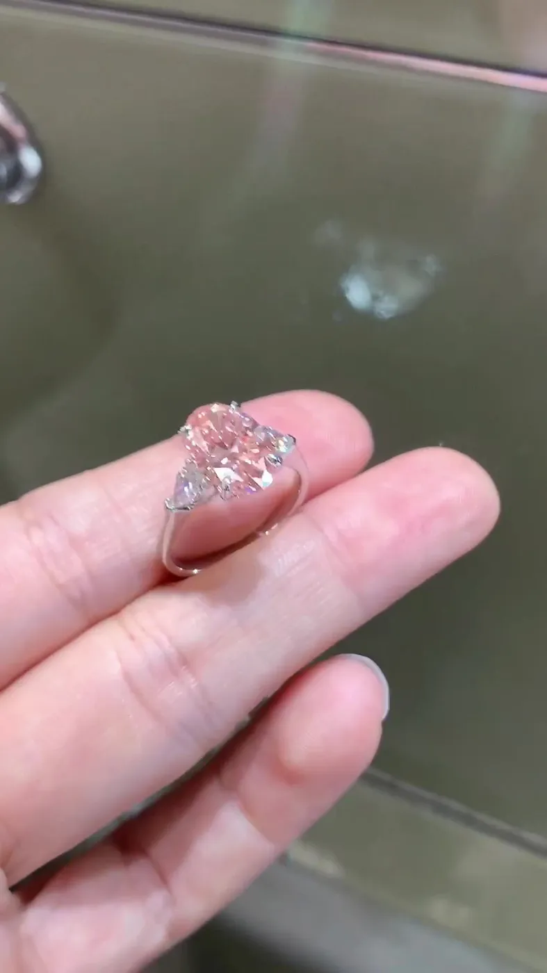 Кольцо с розовым бриллиантом «Овал», 3,5 ct — фото 3