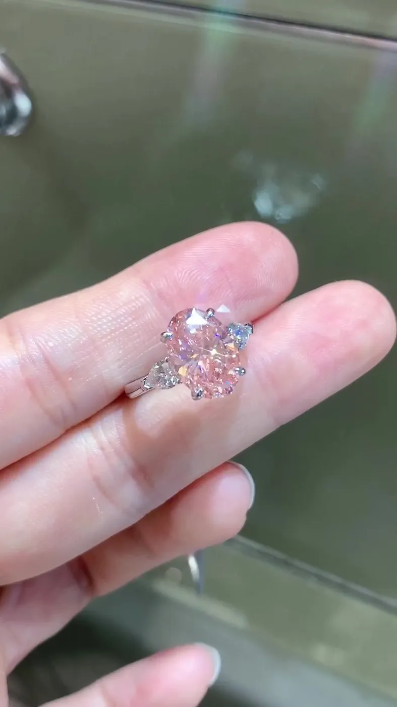 Кольцо с розовым бриллиантом «Овал», 3,5 ct — фото 4