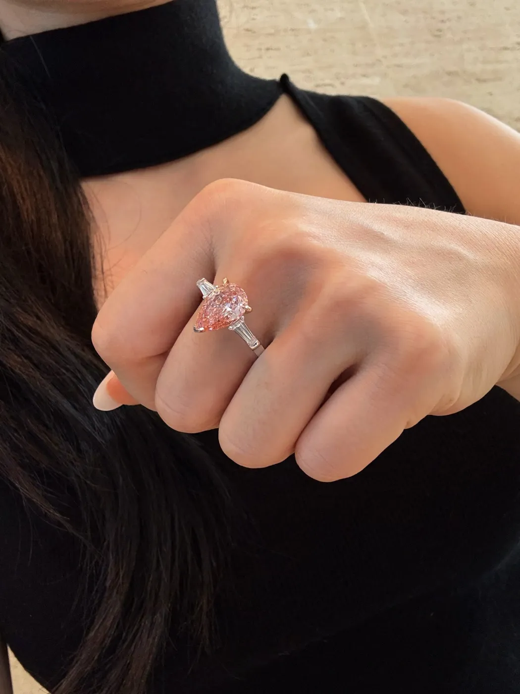 Кольцо с розовым бриллиантом «Радиант», 2,7 ct — фото 4