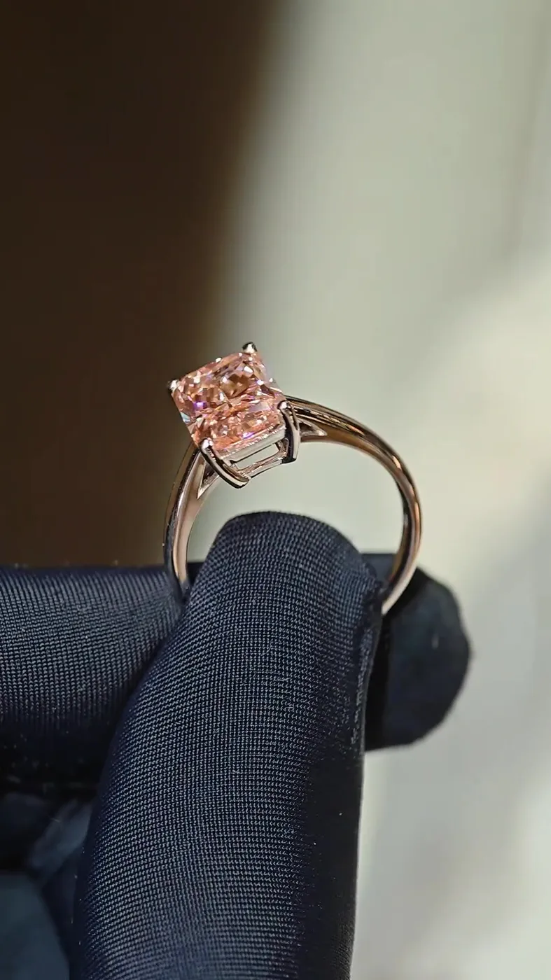 Кольцо с розовым бриллиантом «Радиант», 3,51 ct — фото 5