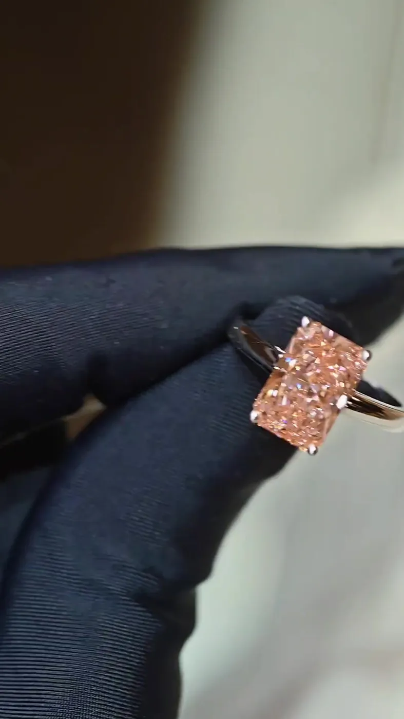 Кольцо с розовым бриллиантом «Радиант», 3,51 ct — фото 6