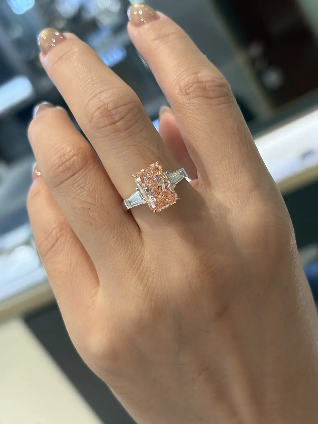 Кольцо с розовым бриллиантом «Радиант», 4 ct — фото 4