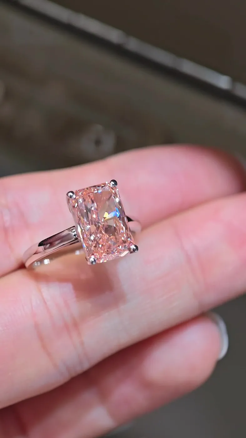 Кольцо с розовым бриллиантом «Радиант», 5,03 ct — фото 2