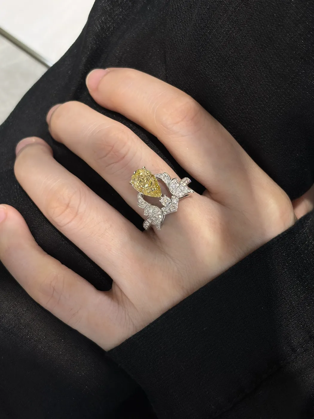 Кольцо с жёлтым бриллиантом «Груша», 2 ct — фото 6
