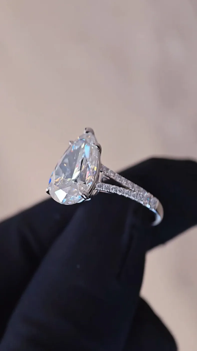 Кольцо-солитер «Груша», 5,01 ct — фото 6