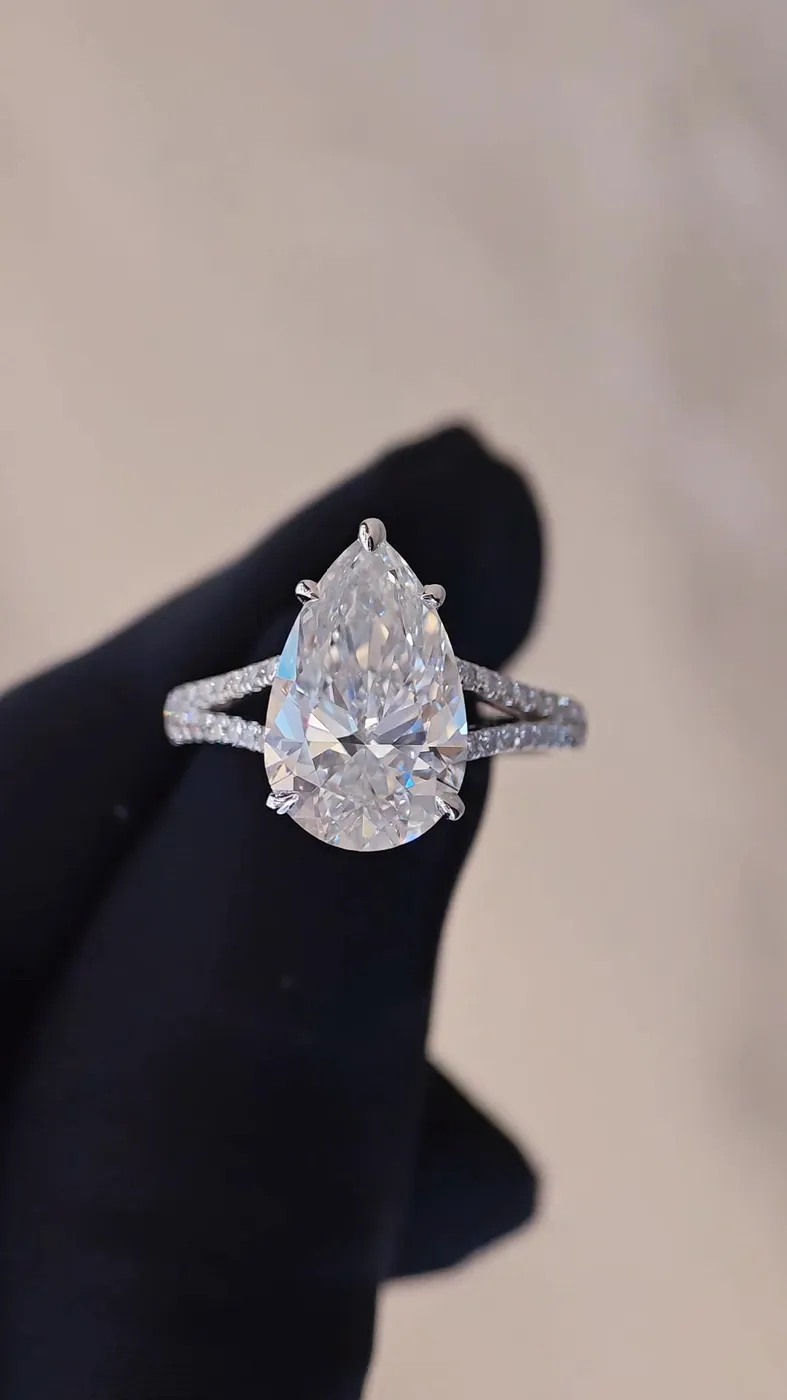 Кольцо-солитер «Груша», 5,01 ct — фото 7