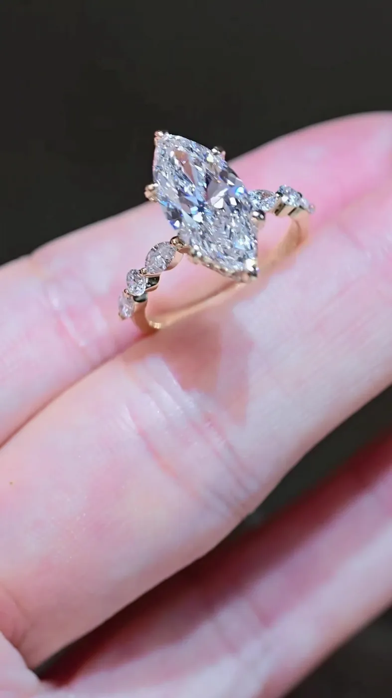 Кольцо-солитер «Маркиз», 3,16 ct — фото 3
