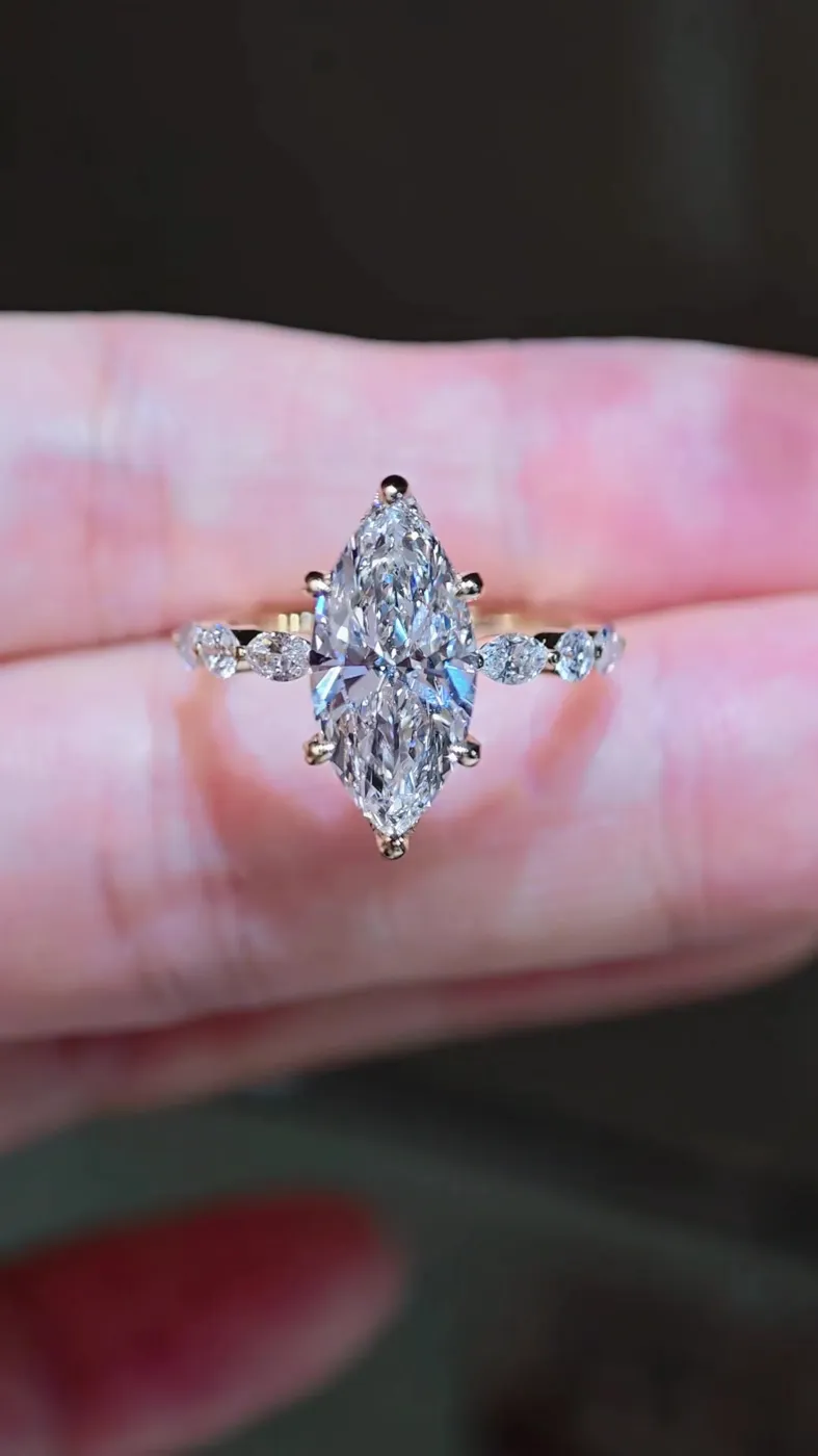 Кольцо-солитер «Маркиз», 3,16 ct — фото 4