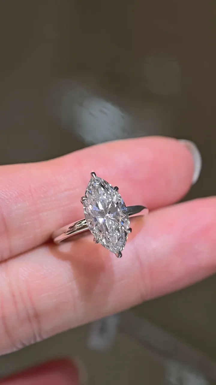 Кольцо-солитер «Маркиз», 3,28 ct — фото 1