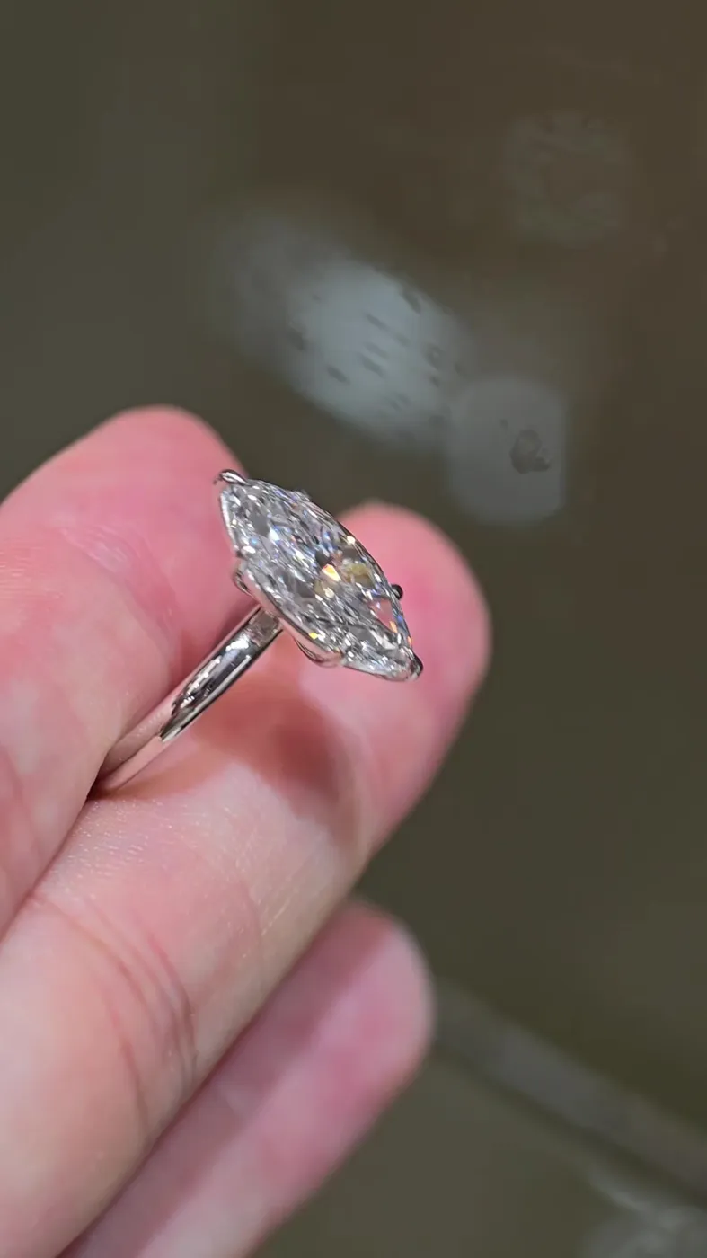 Кольцо-солитер «Маркиз», 3,28 ct — фото 2