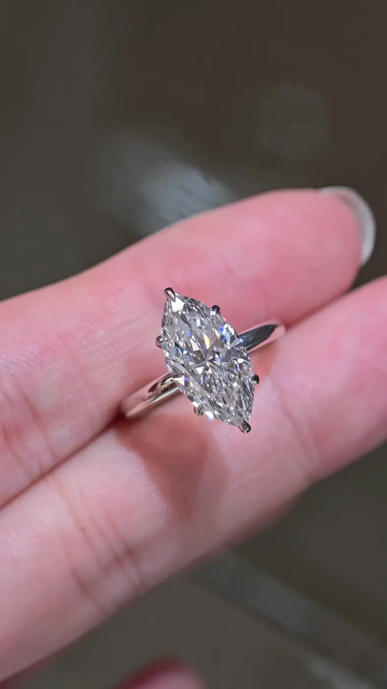 Кольцо-солитер «Маркиз», 3,28 ct — фото 3