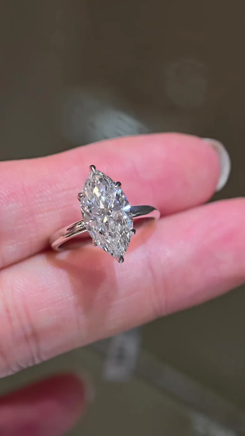 Кольцо-солитер «Маркиз», 3,28 ct — фото 4
