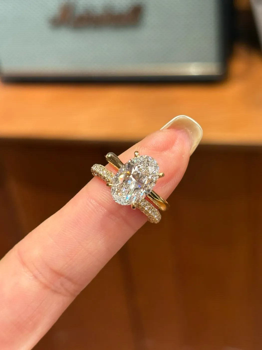 Кольцо-солитер «Овал» на тонкой шинке, 3 ct — фото 6