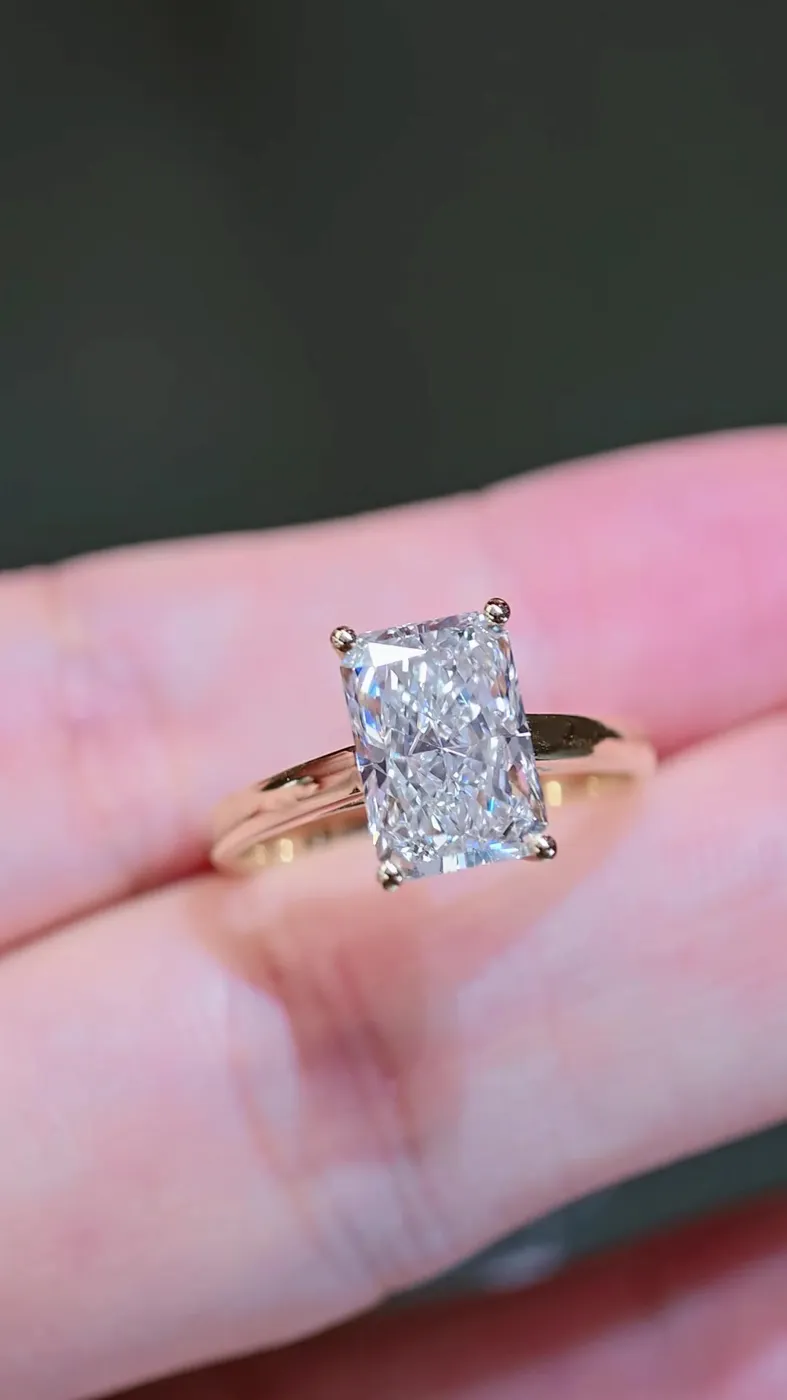 Кольцо-солитер «Радиант», 3,02 ct — фото 2