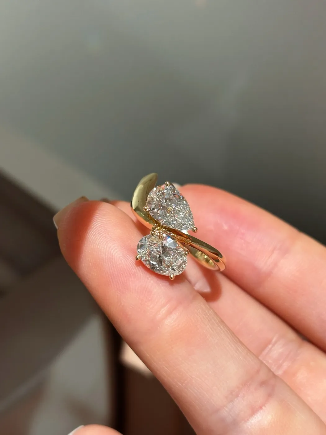 Кольцо Toi et Moi «Груша», 2 × 1 ct — фото 4