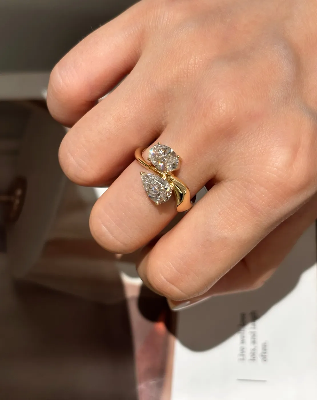 Кольцо Toi et Moi «Груша», 2 × 1 ct — фото 5