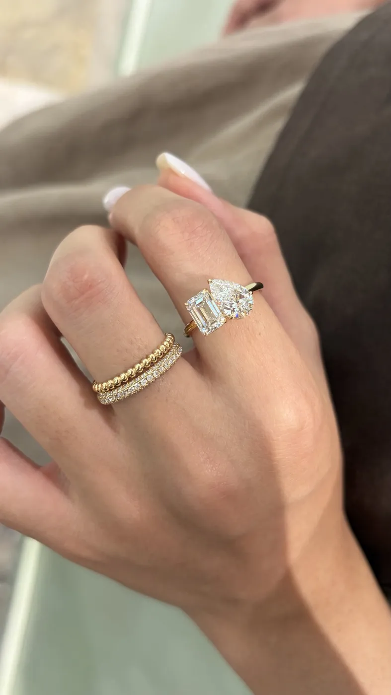 Кольцо Toi et Moi «Изумруд и груша», 1,5 + 1,5 ct — фото 5