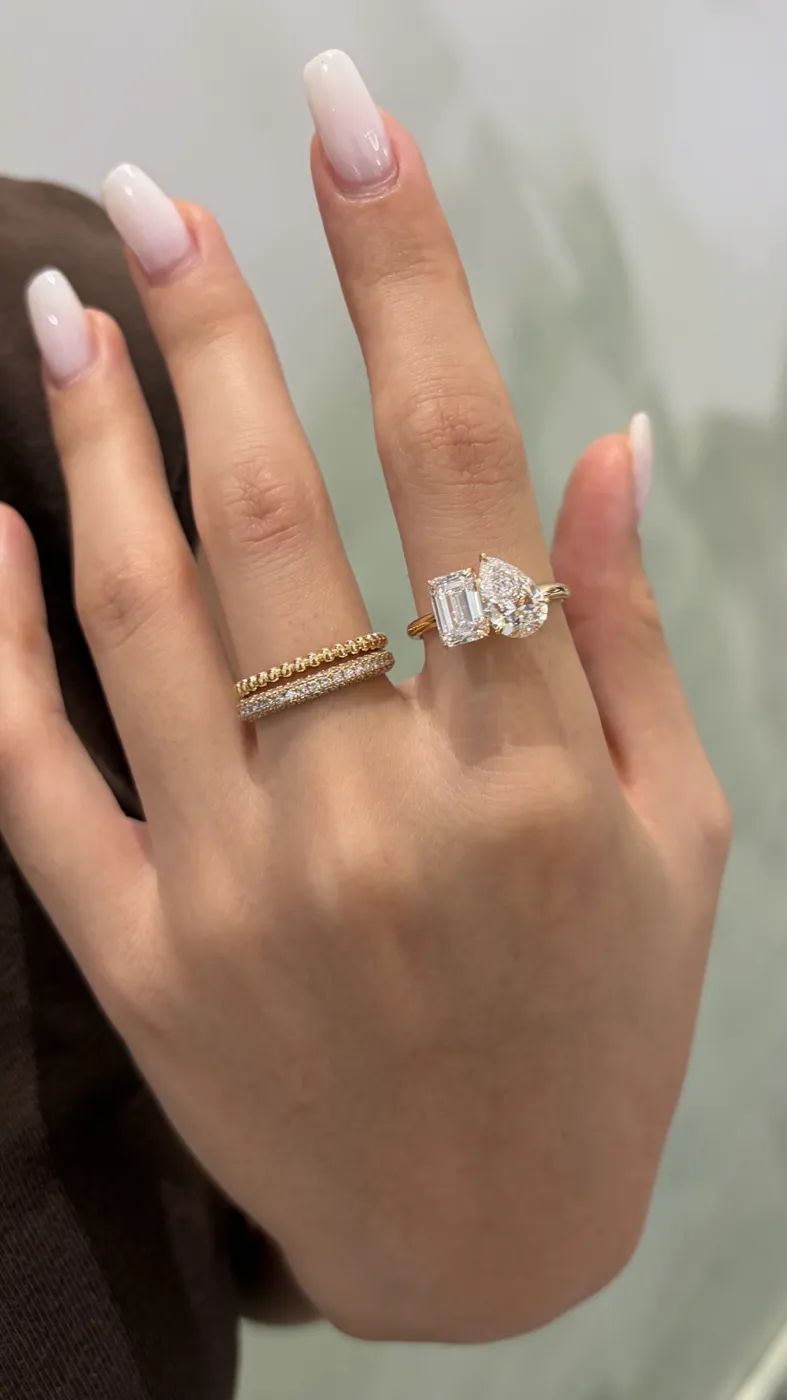 Кольцо Toi et Moi «Изумруд и груша», 1,5 + 1,5 ct — фото 6