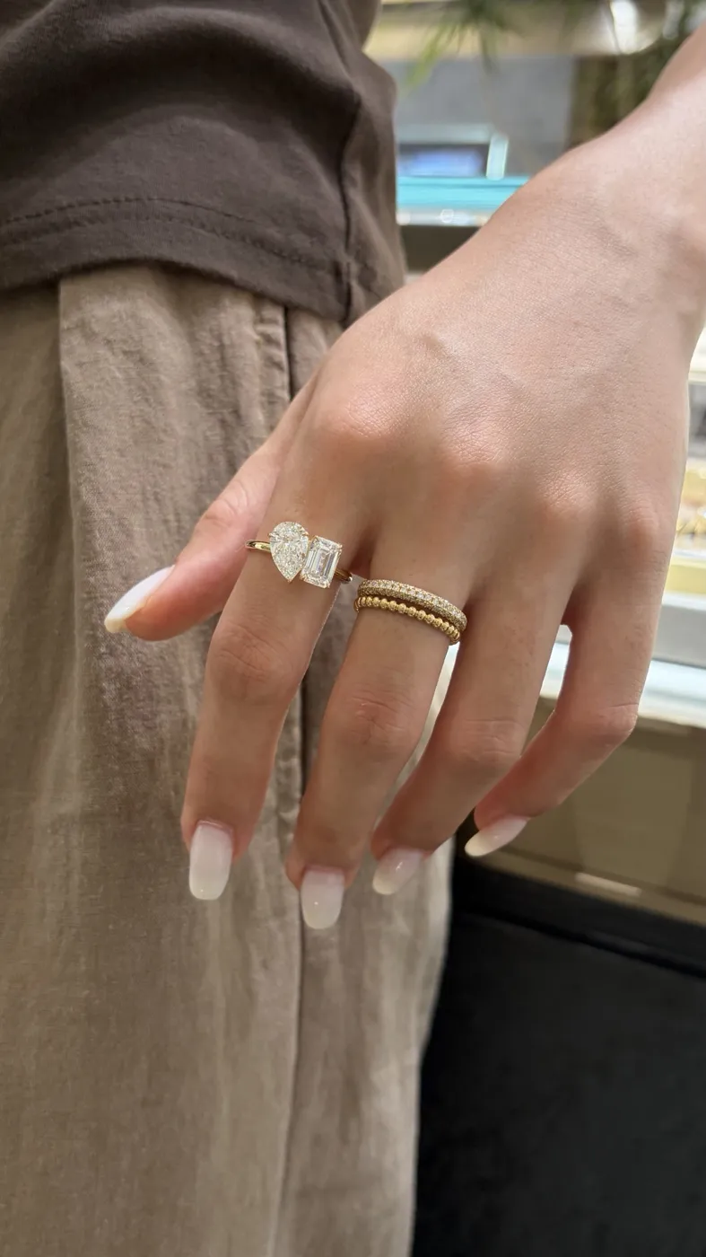Кольцо Toi et Moi «Изумруд и груша», 1,5 + 1,5 ct — фото 7