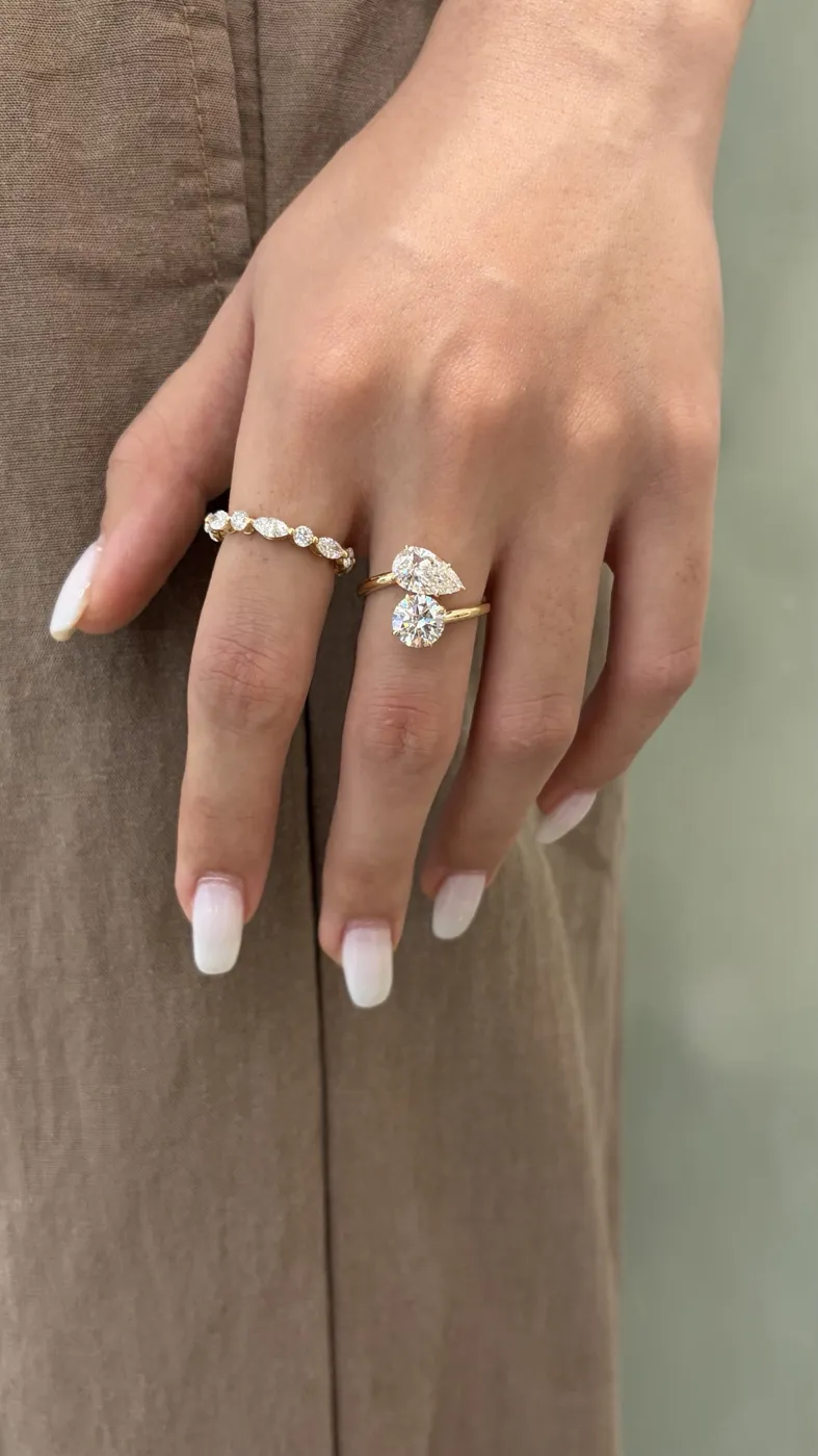 Кольцо Toi et Moi «Круг и груша», 2 × 1,5 ct — фото 3
