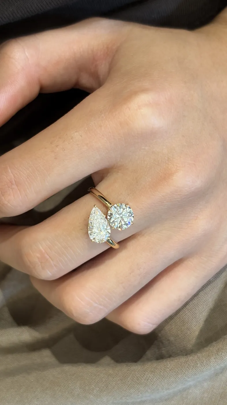 Кольцо Toi et Moi «Круг и груша», 2 × 1,5 ct — фото 6