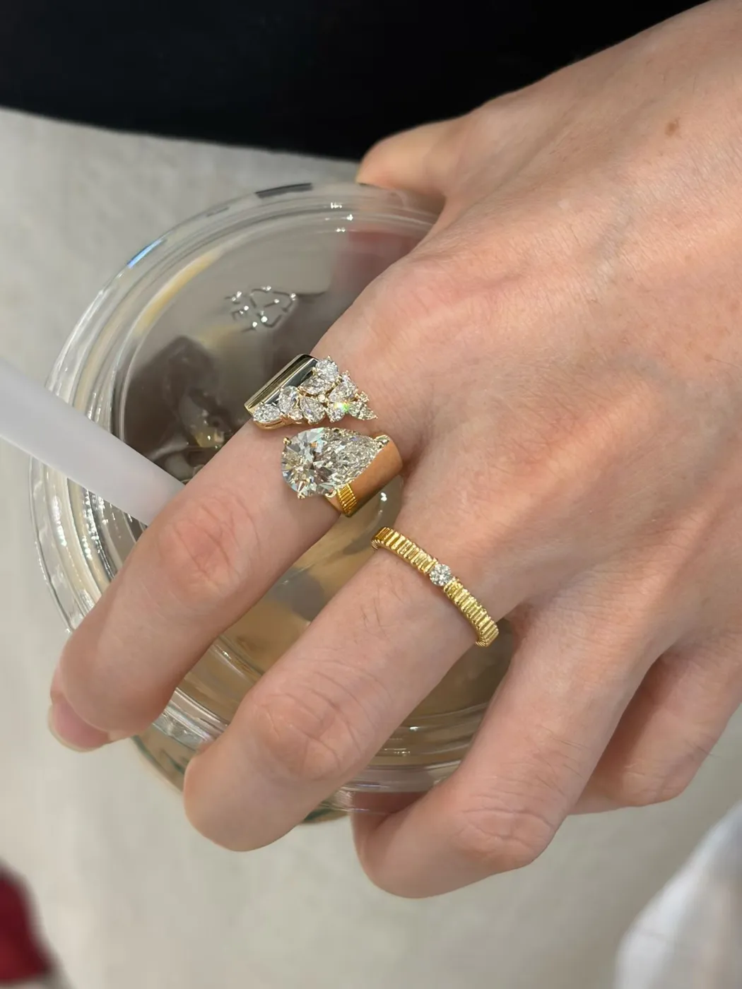 Кольцо Toi et Moi на массивной шинке, 3 ct — фото 2