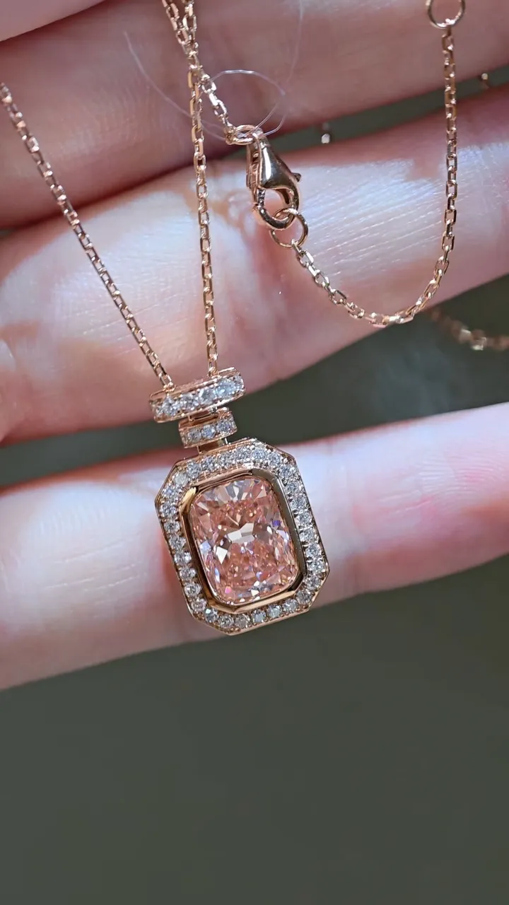 Подвеска-флакон с розовым бриллиантом «Радиант», 3,02 ct — фото 1